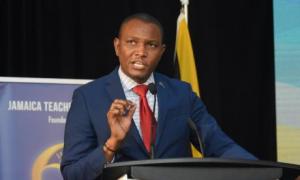Mark Smith, president of the Jamaica Teachers’ Association, addressing last week’s Education  Conference in Trelawny.